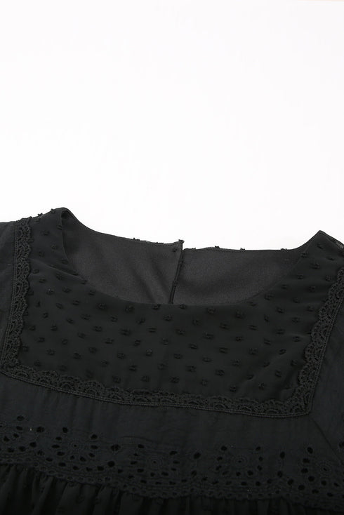 Flutter Sleeves Sheer Textured Babydoll Top